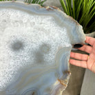 Natural Brazilian Agate Side Table, single slice on a black metal base, 24.25" tall #1307-0022 by Brazil Gems - Brazil GemsBrazil GemsNatural Brazilian Agate Side Table, single slice on a black metal base, 24.25" tall #1307-0022 by Brazil GemsTables: Side1307-0022