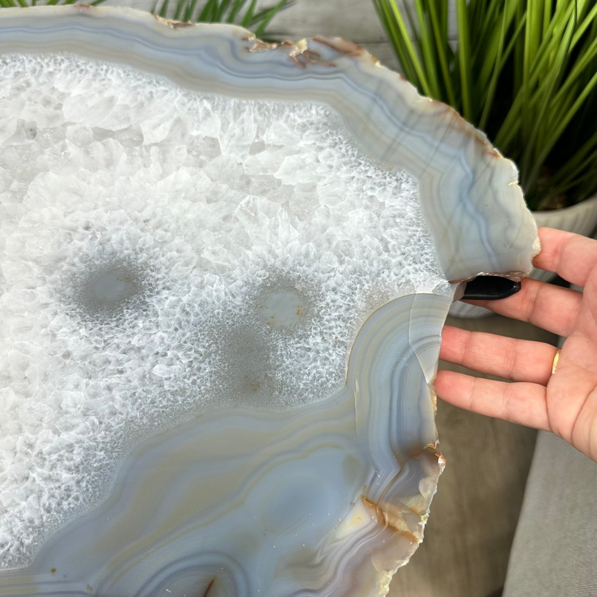 Natural Brazilian Agate Side Table, single slice on a black metal base, 24.25" tall #1307-0022 by Brazil Gems - Brazil GemsBrazil GemsNatural Brazilian Agate Side Table, single slice on a black metal base, 24.25" tall #1307-0022 by Brazil GemsTables: Side1307-0022