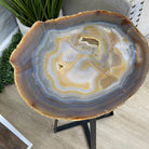 Natural Brazilian Agate Side Table, single slice on a black metal base, 24.5" tall #1306-0033 by Brazil Gems - Brazil GemsBrazil GemsNatural Brazilian Agate Side Table, single slice on a black metal base, 24.5" tall #1306-0033 by Brazil GemsTables: Side1306-0033