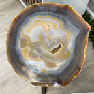 Natural Brazilian Agate Side Table, single slice on a black metal base, 24.5" tall #1306-0033 by Brazil Gems - Brazil GemsBrazil GemsNatural Brazilian Agate Side Table, single slice on a black metal base, 24.5" tall #1306-0033 by Brazil GemsTables: Side1306-0033