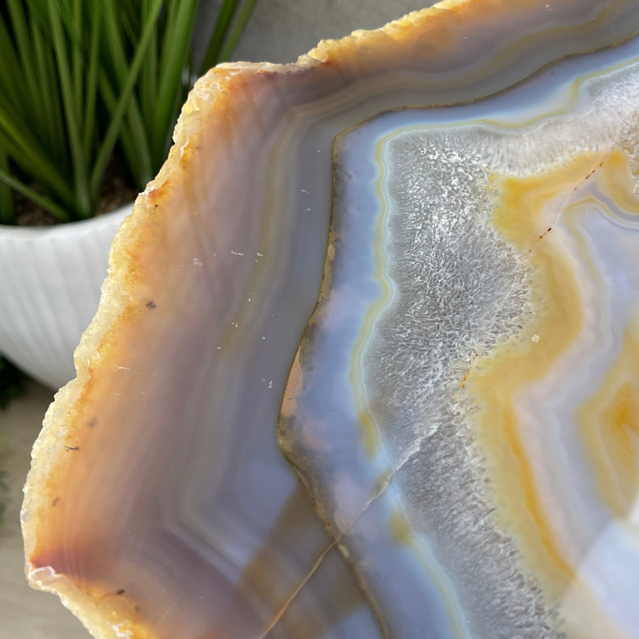 Natural Brazilian Agate Side Table, single slice on a black metal base, 24.5" tall #1306-0033 by Brazil Gems - Brazil GemsBrazil GemsNatural Brazilian Agate Side Table, single slice on a black metal base, 24.5" tall #1306-0033 by Brazil GemsTables: Side1306-0033