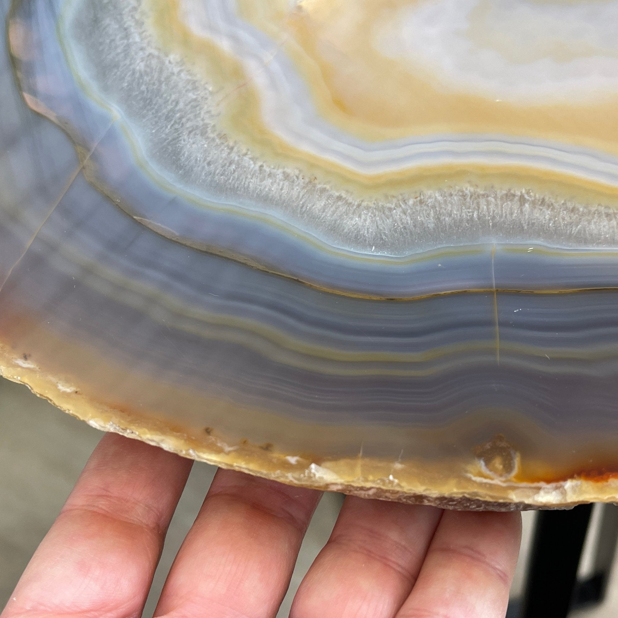 Natural Brazilian Agate Side Table, single slice on a black metal base, 24.5" tall #1306-0033 by Brazil Gems - Brazil GemsBrazil GemsNatural Brazilian Agate Side Table, single slice on a black metal base, 24.5" tall #1306-0033 by Brazil GemsTables: Side1306-0033