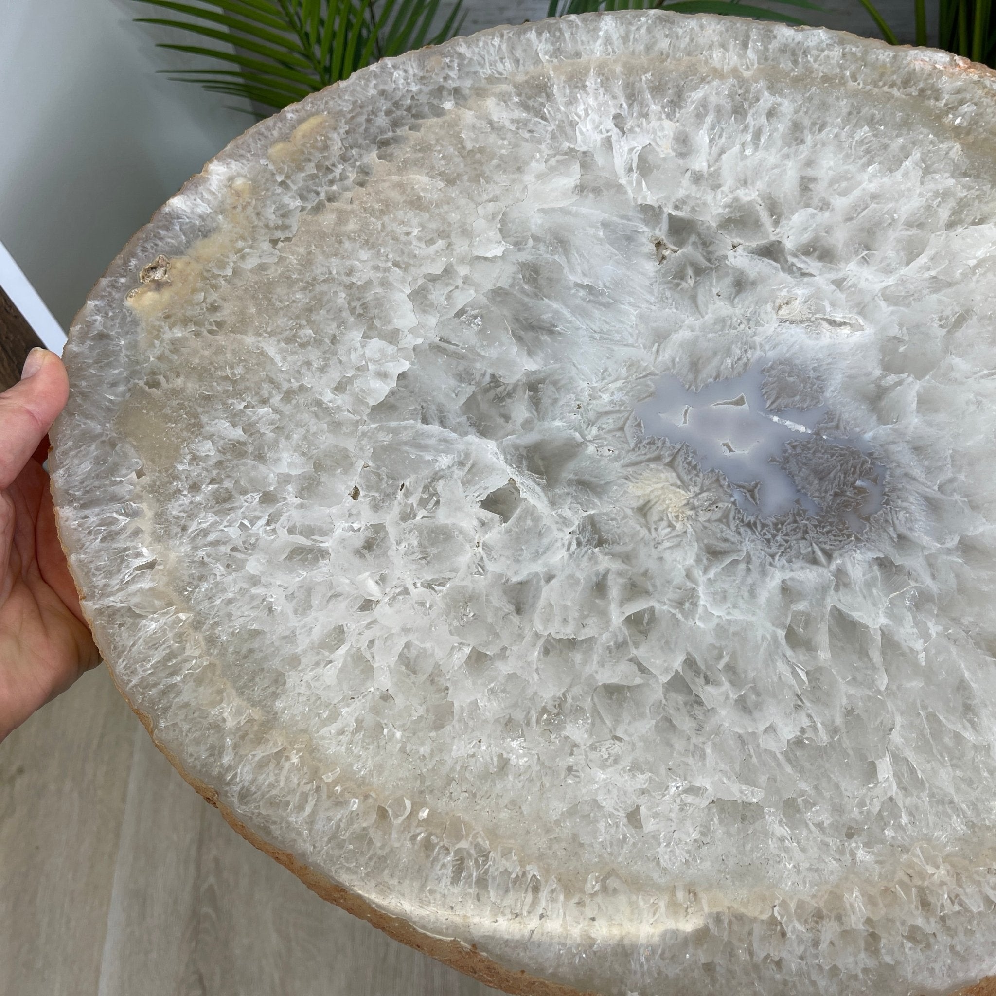 Natural Brazilian Agate Side Table, single slice on a black metal base, 24.75" tall #1307-0018 by Brazil Gems - Brazil GemsBrazil GemsNatural Brazilian Agate Side Table, single slice on a black metal base, 24.75" tall #1307-0018 by Brazil GemsTables: Side1307-0018