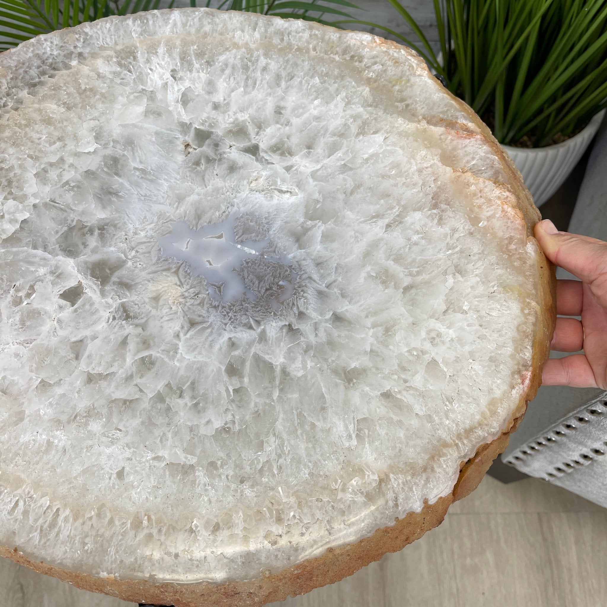 Natural Brazilian Agate Side Table, single slice on a black metal base, 24.75" tall #1307-0018 by Brazil Gems - Brazil GemsBrazil GemsNatural Brazilian Agate Side Table, single slice on a black metal base, 24.75" tall #1307-0018 by Brazil GemsTables: Side1307-0018