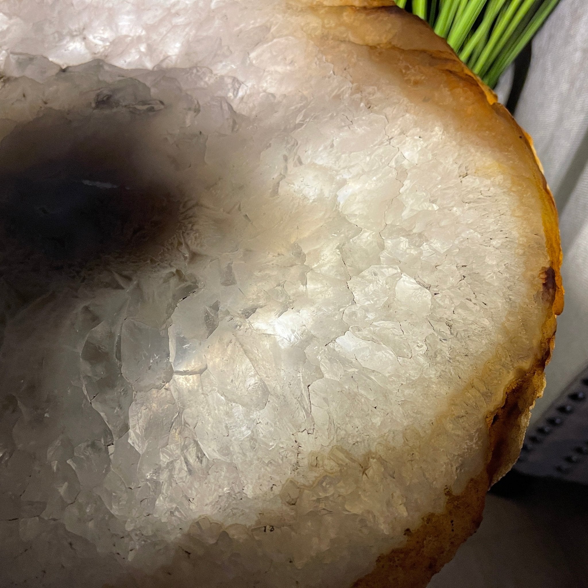 Natural Brazilian Agate Side Table, single slice on a black metal base, 24.75" tall #1307-0018 by Brazil Gems - Brazil GemsBrazil GemsNatural Brazilian Agate Side Table, single slice on a black metal base, 24.75" tall #1307-0018 by Brazil GemsTables: Side1307-0018