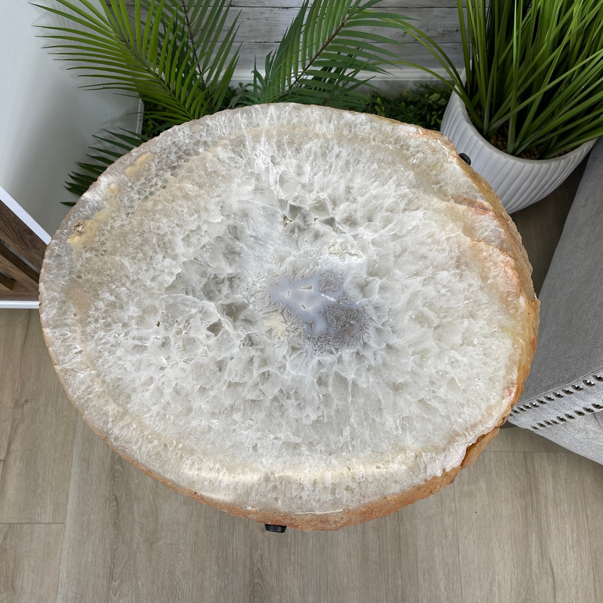 Natural Brazilian Agate Side Table, single slice on a black metal base, 24.75" tall #1307-0018 by Brazil Gems - Brazil GemsBrazil GemsNatural Brazilian Agate Side Table, single slice on a black metal base, 24.75" tall #1307-0018 by Brazil GemsTables: Side1307-0018