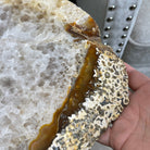 Natural Brazilian Agate Side Table, single slice on a black metal base, 24.75" tall #1307-0020 by Brazil Gems - Brazil GemsBrazil GemsNatural Brazilian Agate Side Table, single slice on a black metal base, 24.75" tall #1307-0020 by Brazil GemsTables: Side1307-0020