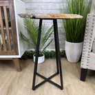 Natural Brazilian Agate Side Table, single slice on a black metal base, 24.75" tall #1307-0020 by Brazil Gems - Brazil GemsBrazil GemsNatural Brazilian Agate Side Table, single slice on a black metal base, 24.75" tall #1307-0020 by Brazil GemsTables: Side1307-0020