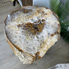 Natural Brazilian Agate Side Table, single slice on a black metal base, 24.75" tall #1307-0020 by Brazil Gems - Brazil GemsBrazil GemsNatural Brazilian Agate Side Table, single slice on a black metal base, 24.75" tall #1307-0020 by Brazil GemsTables: Side1307-0020