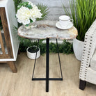 Natural Brazilian Agate Side Table, single slice on a black metal base, 24.75" tall #1307-0023 by Brazil Gems - Brazil GemsBrazil GemsNatural Brazilian Agate Side Table, single slice on a black metal base, 24.75" tall #1307-0023 by Brazil GemsTables: Side1307-0023