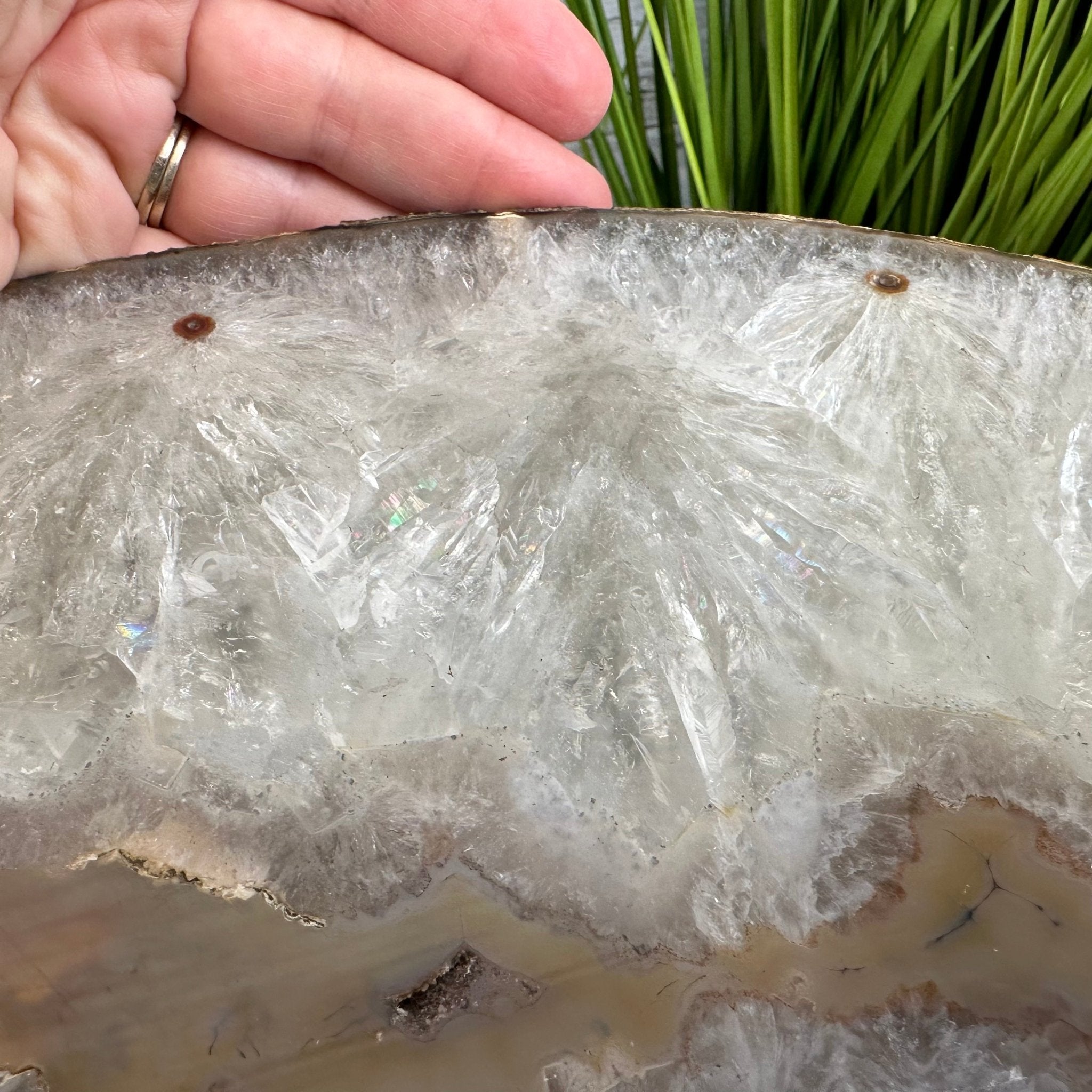 Natural Brazilian Agate Side Table, single slice on a black metal base, 24.75" tall #1307-0023 by Brazil Gems - Brazil GemsBrazil GemsNatural Brazilian Agate Side Table, single slice on a black metal base, 24.75" tall #1307-0023 by Brazil GemsTables: Side1307-0023