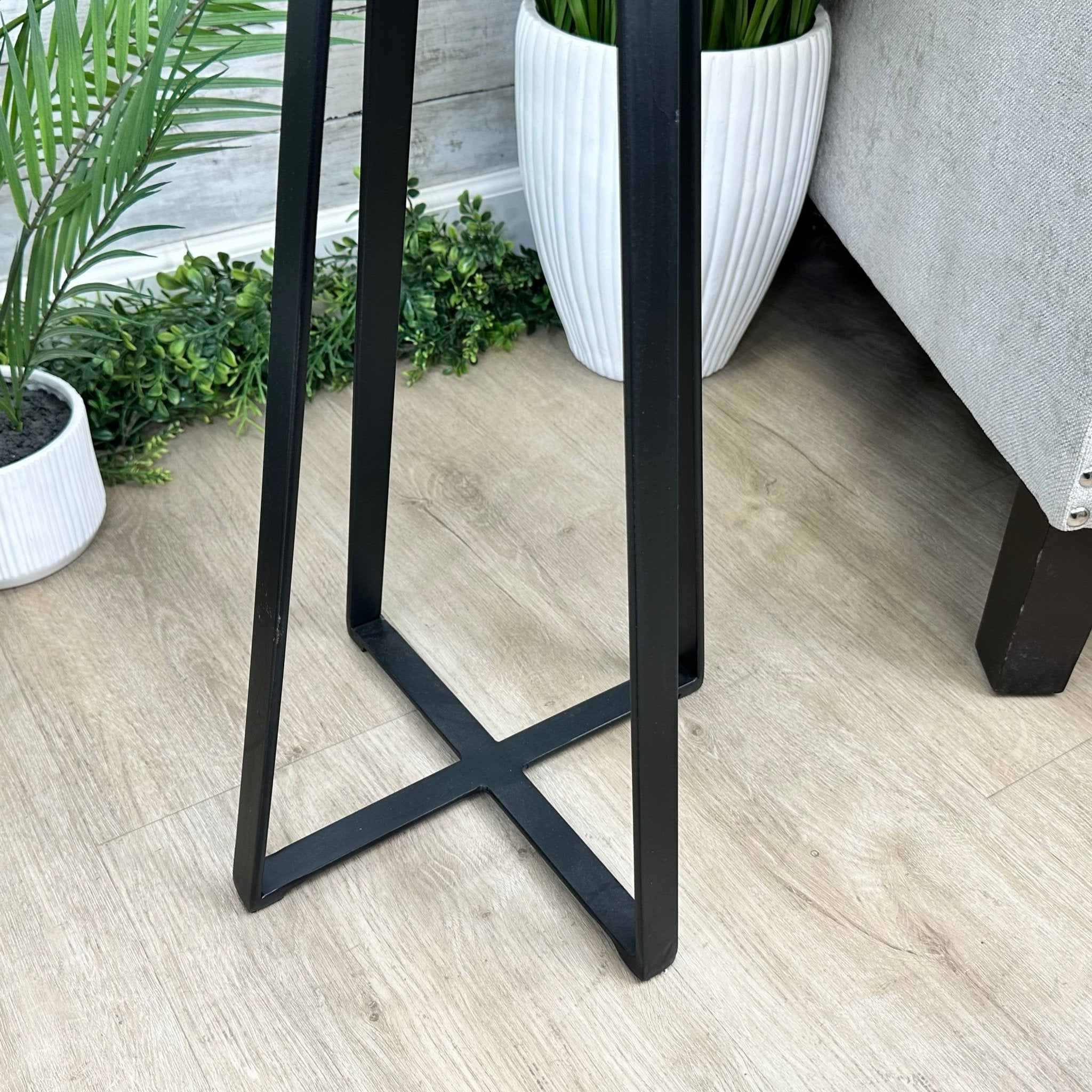 Natural Brazilian Agate Side Table, single slice on a black metal base, 24.75" tall #1307-0023 by Brazil Gems - Brazil GemsBrazil GemsNatural Brazilian Agate Side Table, single slice on a black metal base, 24.75" tall #1307-0023 by Brazil GemsTables: Side1307-0023