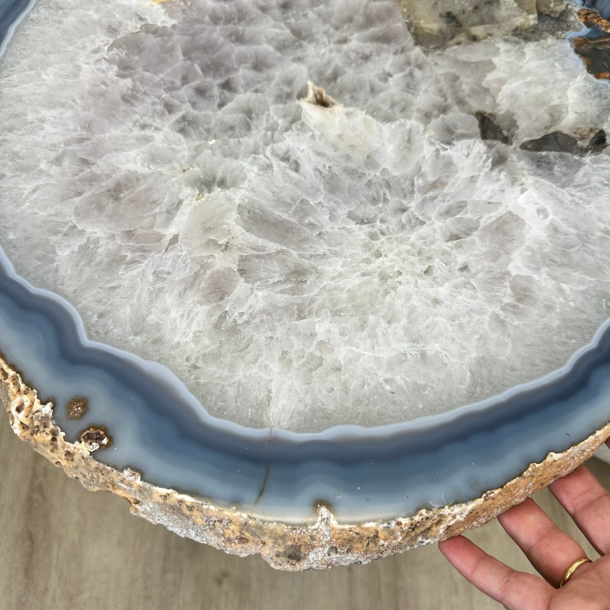 Natural Brazilian Agate Side Table, single slice on a black metal base, 24.75" tall #1307-0026 by Brazil Gems - Brazil GemsBrazil GemsNatural Brazilian Agate Side Table, single slice on a black metal base, 24.75" tall #1307-0026 by Brazil GemsTables: Side1307-0026