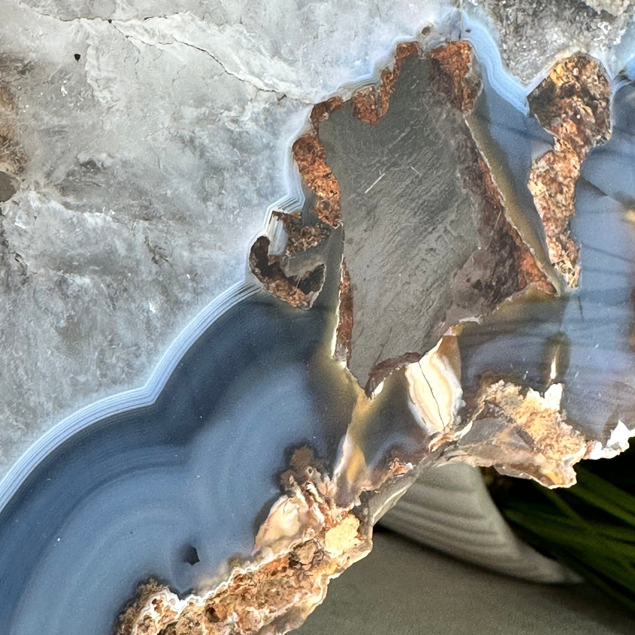 Natural Brazilian Agate Side Table, single slice on a black metal base, 24.75" tall #1307-0026 by Brazil Gems - Brazil GemsBrazil GemsNatural Brazilian Agate Side Table, single slice on a black metal base, 24.75" tall #1307-0026 by Brazil GemsTables: Side1307-0026