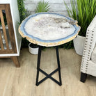 Natural Brazilian Agate Side Table, single slice on a black metal base, 24.75" tall #1307-0026 by Brazil Gems - Brazil GemsBrazil GemsNatural Brazilian Agate Side Table, single slice on a black metal base, 24.75" tall #1307-0026 by Brazil GemsTables: Side1307-0026