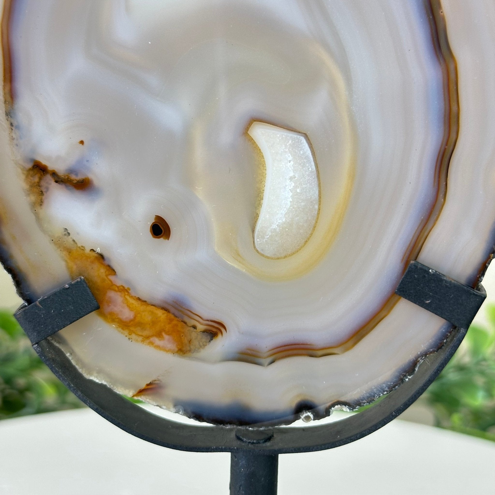 Natural Brazilian Agate Slice on a Metal Stand, 9.5" Tall #5067NA - 017 - Brazil GemsBrazil GemsNatural Brazilian Agate Slice on a Metal Stand, 9.5" Tall #5067NA - 017Slices on Fixed Bases5067NA - 017