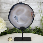 Natural Brazilian Agate Slice on metal base, 10.2" tall Model #5057-0117 by Brazil Gems - Brazil GemsBrazil GemsNatural Brazilian Agate Slice on metal base, 10.2" tall Model #5057-0117 by Brazil GemsSlices on Fixed Bases5057-0117
