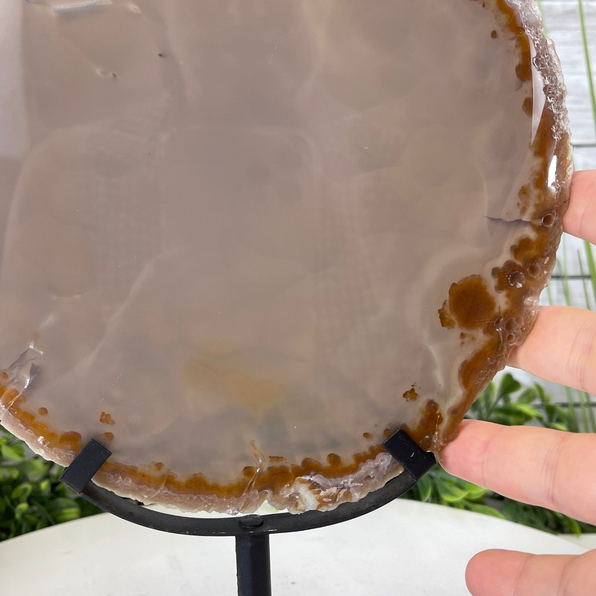 Natural Brazilian Agate Slice on metal base, 11" tall Model #5057-0136 by Brazil Gems - Brazil GemsBrazil GemsNatural Brazilian Agate Slice on metal base, 11" tall Model #5057-0136 by Brazil GemsSlices on Fixed Bases5057-0136