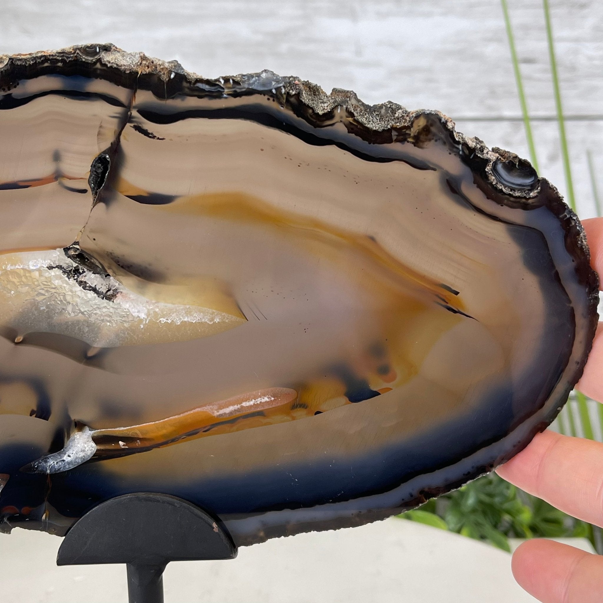 Natural Brazilian Agate Slice on metal base, 8.25" tall Model #5057-0126 by Brazil Gems - Brazil GemsBrazil GemsNatural Brazilian Agate Slice on metal base, 8.25" tall Model #5057-0126 by Brazil GemsSlices on Fixed Bases5057-0126