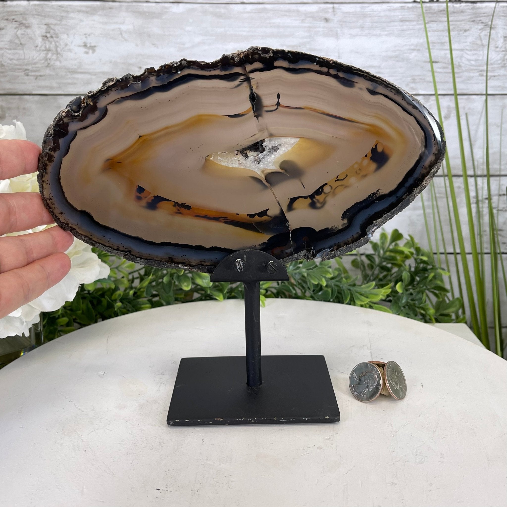 Natural Brazilian Agate Slice on metal base, 8.25" tall Model #5057-0126 by Brazil Gems - Brazil GemsBrazil GemsNatural Brazilian Agate Slice on metal base, 8.25" tall Model #5057-0126 by Brazil GemsSlices on Fixed Bases5057-0126