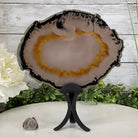 Natural Brazilian Agate Slice on metal base, 9.5" tall Model #5057-0103 by Brazil Gems - Brazil GemsBrazil GemsNatural Brazilian Agate Slice on metal base, 9.5" tall Model #5057-0103 by Brazil GemsSlices on Fixed Bases5057-0103