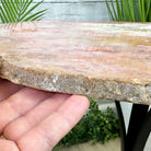 Natural Brazilian Pink Amethyst Side Table on a black metal base, 21.5" tall #1382-0002 by Brazil Gems - Brazil GemsBrazil GemsNatural Brazilian Pink Amethyst Side Table on a black metal base, 21.5" tall #1382-0002 by Brazil GemsTables: Side1382-0002