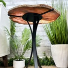 Natural Brazilian Pink Amethyst Side Table on a black metal base, 21.5" tall #1382-0002 by Brazil Gems - Brazil GemsBrazil GemsNatural Brazilian Pink Amethyst Side Table on a black metal base, 21.5" tall #1382-0002 by Brazil GemsTables: Side1382-0002