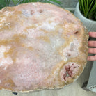Natural Brazilian Pink Amethyst Side Table on a black metal base, 21.75" tall Model #1382-0003 by Brazil Gems - Brazil GemsBrazil GemsNatural Brazilian Pink Amethyst Side Table on a black metal base, 21.75" tall Model #1382-0003 by Brazil GemsTables: Side1382-0003