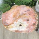 Natural Brazilian Pink Amethyst Side Table on a black metal base, 22" tall #1382-0006 by Brazil Gems - Brazil GemsBrazil GemsNatural Brazilian Pink Amethyst Side Table on a black metal base, 22" tall #1382-0006 by Brazil GemsTables: Side1382-0006