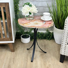 Natural Brazilian Pink Amethyst Side Table on a black metal base, 22" tall #1382-0006 by Brazil Gems - Brazil GemsBrazil GemsNatural Brazilian Pink Amethyst Side Table on a black metal base, 22" tall #1382-0006 by Brazil GemsTables: Side1382-0006