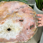 Natural Brazilian Pink Amethyst Side Table on a black metal base, 22" tall #1382-0006 by Brazil Gems - Brazil GemsBrazil GemsNatural Brazilian Pink Amethyst Side Table on a black metal base, 22" tall #1382-0006 by Brazil GemsTables: Side1382-0006