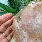 Natural Brazilian Pink Amethyst Side Table on a black metal base, 22" tall #1382-0009 - Brazil GemsBrazil GemsNatural Brazilian Pink Amethyst Side Table on a black metal base, 22" tall #1382-0009Tables: Side1382-0009