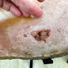 Natural Brazilian Pink Amethyst Side Table on a black metal base, 22" tall #1382-0009 - Brazil GemsBrazil GemsNatural Brazilian Pink Amethyst Side Table on a black metal base, 22" tall #1382-0009Tables: Side1382-0009