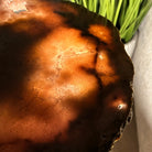 Natural Brazilian Pink Amethyst Side Table on a black metal base, 22" tall #1382-0009 - Brazil GemsBrazil GemsNatural Brazilian Pink Amethyst Side Table on a black metal base, 22" tall #1382-0009Tables: Side1382-0009