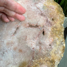 Natural Brazilian Pink Amethyst Side Table on a black metal base, 22" tall #1382-0009 - Brazil GemsBrazil GemsNatural Brazilian Pink Amethyst Side Table on a black metal base, 22" tall #1382-0009Tables: Side1382-0009