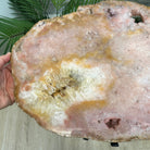 Natural Brazilian Pink Amethyst Side Table on a black metal base, 22" tall #1382-0009 - Brazil GemsBrazil GemsNatural Brazilian Pink Amethyst Side Table on a black metal base, 22" tall #1382-0009Tables: Side1382-0009