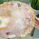 Natural Brazilian Pink Amethyst Side Table on a black metal base, 22" tall #1382-0009 - Brazil GemsBrazil GemsNatural Brazilian Pink Amethyst Side Table on a black metal base, 22" tall #1382-0009Tables: Side1382-0009