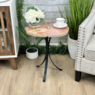 Natural Brazilian Pink Amethyst Side Table on a black metal base, 22" tall #1382-0009 - Brazil GemsBrazil GemsNatural Brazilian Pink Amethyst Side Table on a black metal base, 22" tall #1382-0009Tables: Side1382-0009