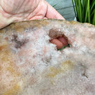 Natural Brazilian Pink Amethyst Side Table on a black metal base, 22" tall #1382-0009 - Brazil GemsBrazil GemsNatural Brazilian Pink Amethyst Side Table on a black metal base, 22" tall #1382-0009Tables: Side1382-0009