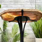 Natural Brazilian Pink Amethyst Side Table on a black metal base, 22" tall #1382-0009 - Brazil GemsBrazil GemsNatural Brazilian Pink Amethyst Side Table on a black metal base, 22" tall #1382-0009Tables: Side1382-0009