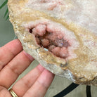 Natural Brazilian Pink Amethyst Side Table on a black metal base, 22" tall #1382-0010 - Brazil GemsBrazil GemsNatural Brazilian Pink Amethyst Side Table on a black metal base, 22" tall #1382-0010Tables: Side1382-0010