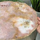 Natural Brazilian Pink Amethyst Side Table on a black metal base, 22" tall #1382-0010 - Brazil GemsBrazil GemsNatural Brazilian Pink Amethyst Side Table on a black metal base, 22" tall #1382-0010Tables: Side1382-0010