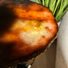 Natural Brazilian Pink Amethyst Side Table on a black metal base, 22" tall #1382-0010 - Brazil GemsBrazil GemsNatural Brazilian Pink Amethyst Side Table on a black metal base, 22" tall #1382-0010Tables: Side1382-0010