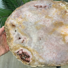 Natural Brazilian Pink Amethyst Side Table on a black metal base, 22" tall #1382-0010 - Brazil GemsBrazil GemsNatural Brazilian Pink Amethyst Side Table on a black metal base, 22" tall #1382-0010Tables: Side1382-0010