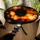 Natural Brazilian Pink Amethyst Side Table on a black metal base, 22" tall #1382-0010 - Brazil GemsBrazil GemsNatural Brazilian Pink Amethyst Side Table on a black metal base, 22" tall #1382-0010Tables: Side1382-0010