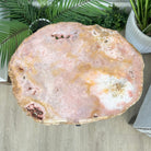 Natural Brazilian Pink Amethyst Side Table on a black metal base, 22" tall #1382-0010 - Brazil GemsBrazil GemsNatural Brazilian Pink Amethyst Side Table on a black metal base, 22" tall #1382-0010Tables: Side1382-0010