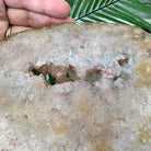 Natural Brazilian Pink Amethyst Side Table on a black metal base, 22" tall #1382-0010 - Brazil GemsBrazil GemsNatural Brazilian Pink Amethyst Side Table on a black metal base, 22" tall #1382-0010Tables: Side1382-0010