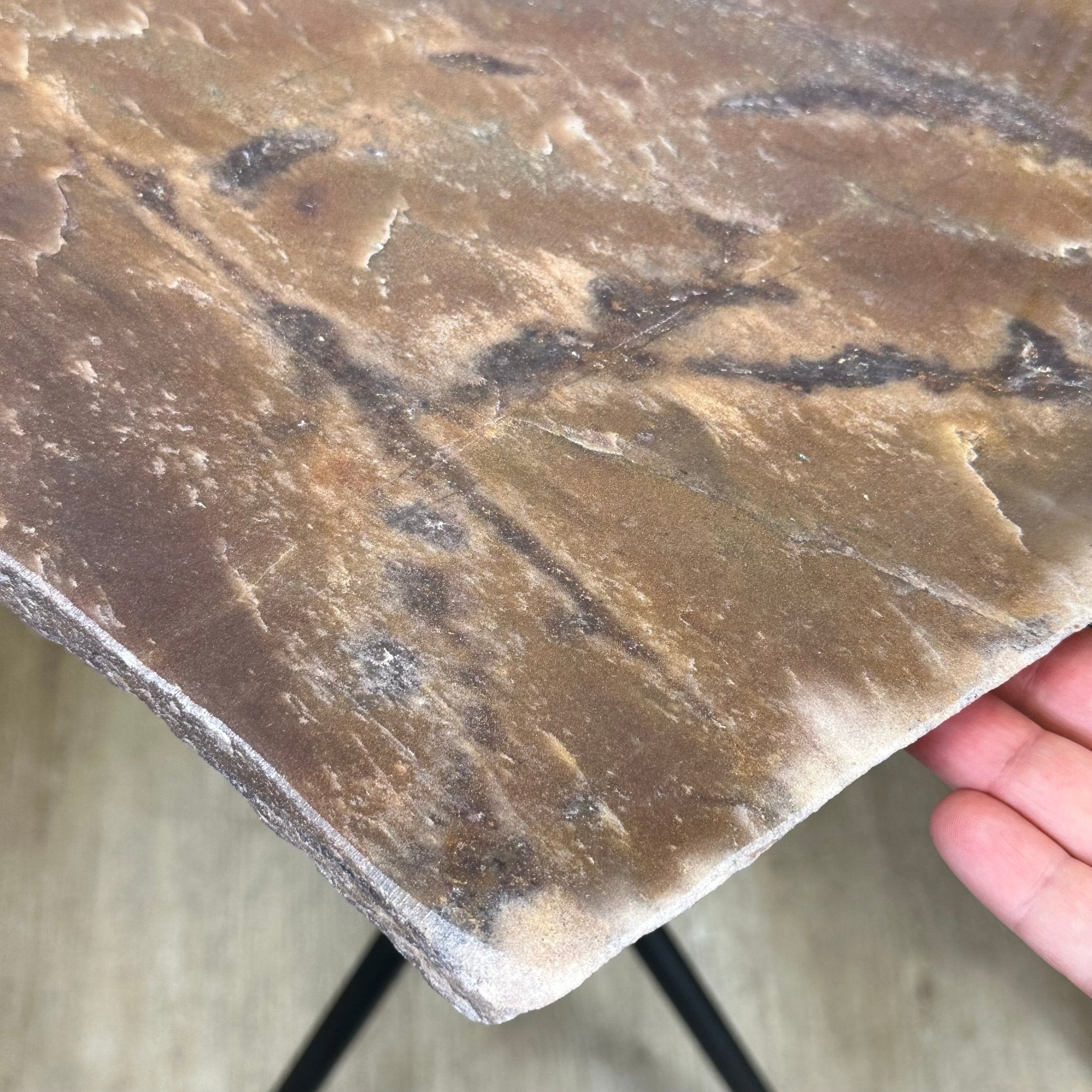 Natural Brown Jasper Side Table on a Black Metal Base, 24.6" Tall #1342BR-002 - Brazil GemsBrazil GemsNatural Brown Jasper Side Table on a Black Metal Base, 24.6" Tall #1342BR-002Tables: Side1342BR-002
