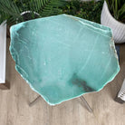 Natural Green Quartz Side Table on a Chrome Metal Base, 23.6" Tall #1341GQ-002 - Brazil GemsBrazil GemsNatural Green Quartz Side Table on a Chrome Metal Base, 23.6" Tall #1341GQ-002Tables: Side1341GQ-002