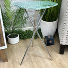 Natural Green Quartz Side Table on a Chrome Metal Base, 23.6" Tall #1341GQ-002 - Brazil GemsBrazil GemsNatural Green Quartz Side Table on a Chrome Metal Base, 23.6" Tall #1341GQ-002Tables: Side1341GQ-002